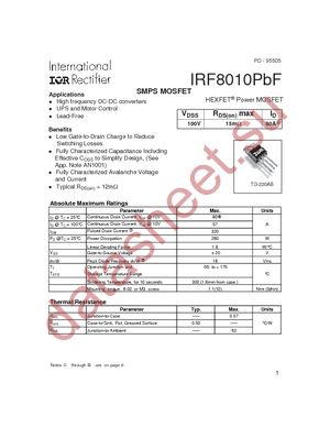IRF8010PBF datasheet  